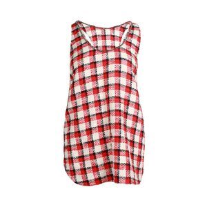 N°21 Racerback Plaid Tank Top in Red Print Cotton